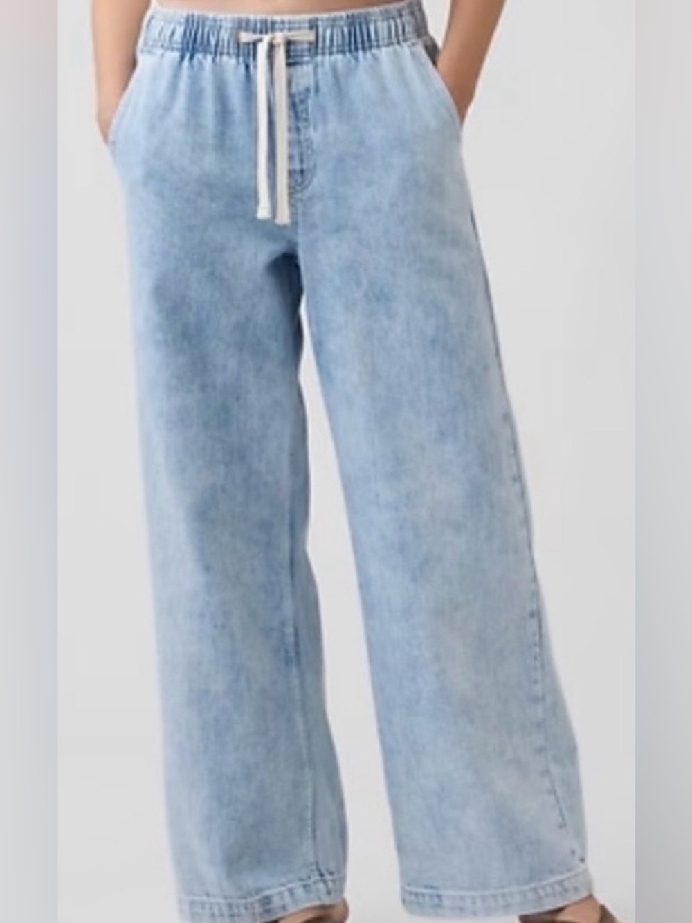 GAP Light Blue Wide-Leg Drawstring Jeans